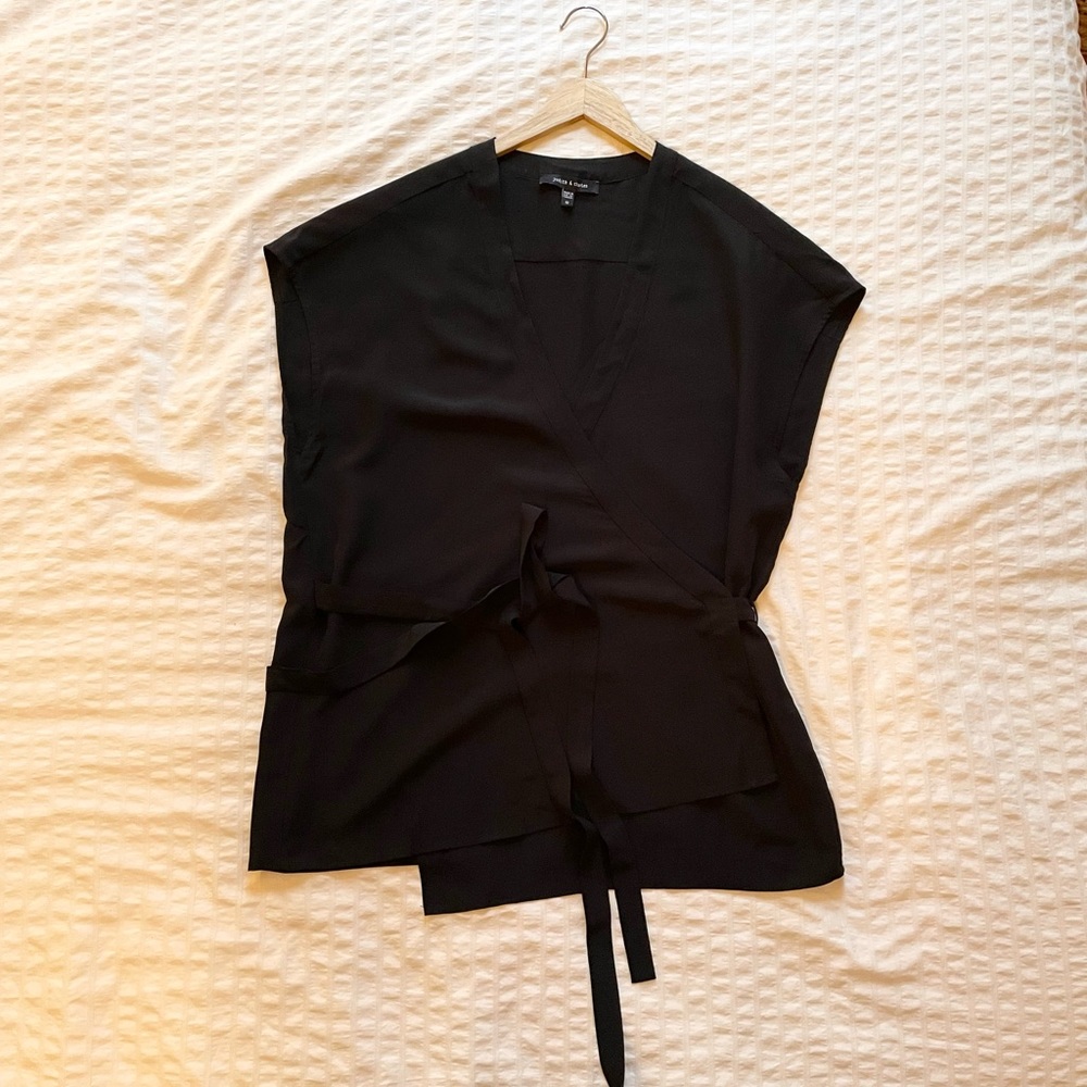 Judith & Charles 100% Silk Black Wrap Blouse